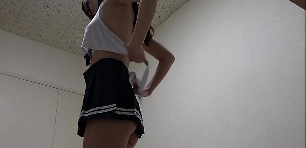  Japanese schoolgirl takes off her uniform